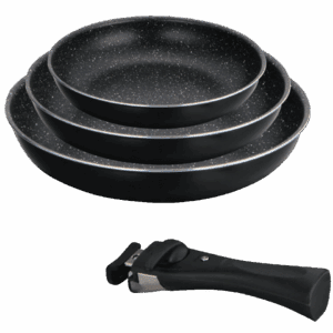 Set de 3 poêles avec poignée amovible tous feux dont Induction