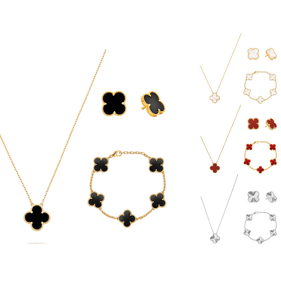 Set de 3 bijoux chic - trèfle design (bracelet, collier, et boucle d'oreille)