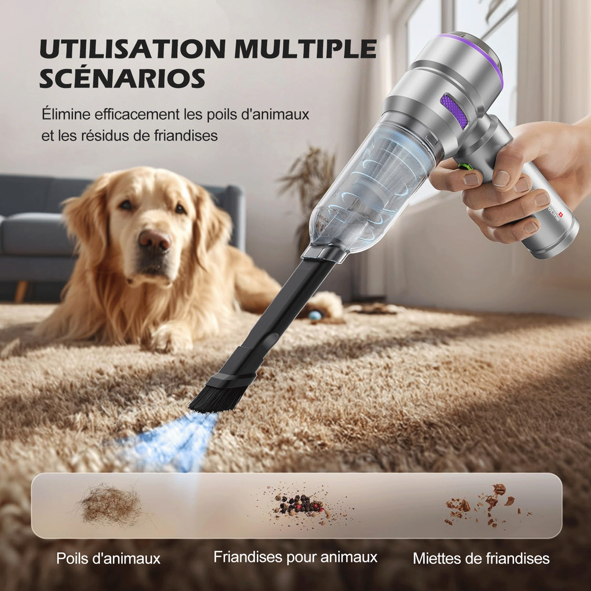 Aspirateur à main et Souffleur 2en1 sans fil avec 10 accessoires – Image 4