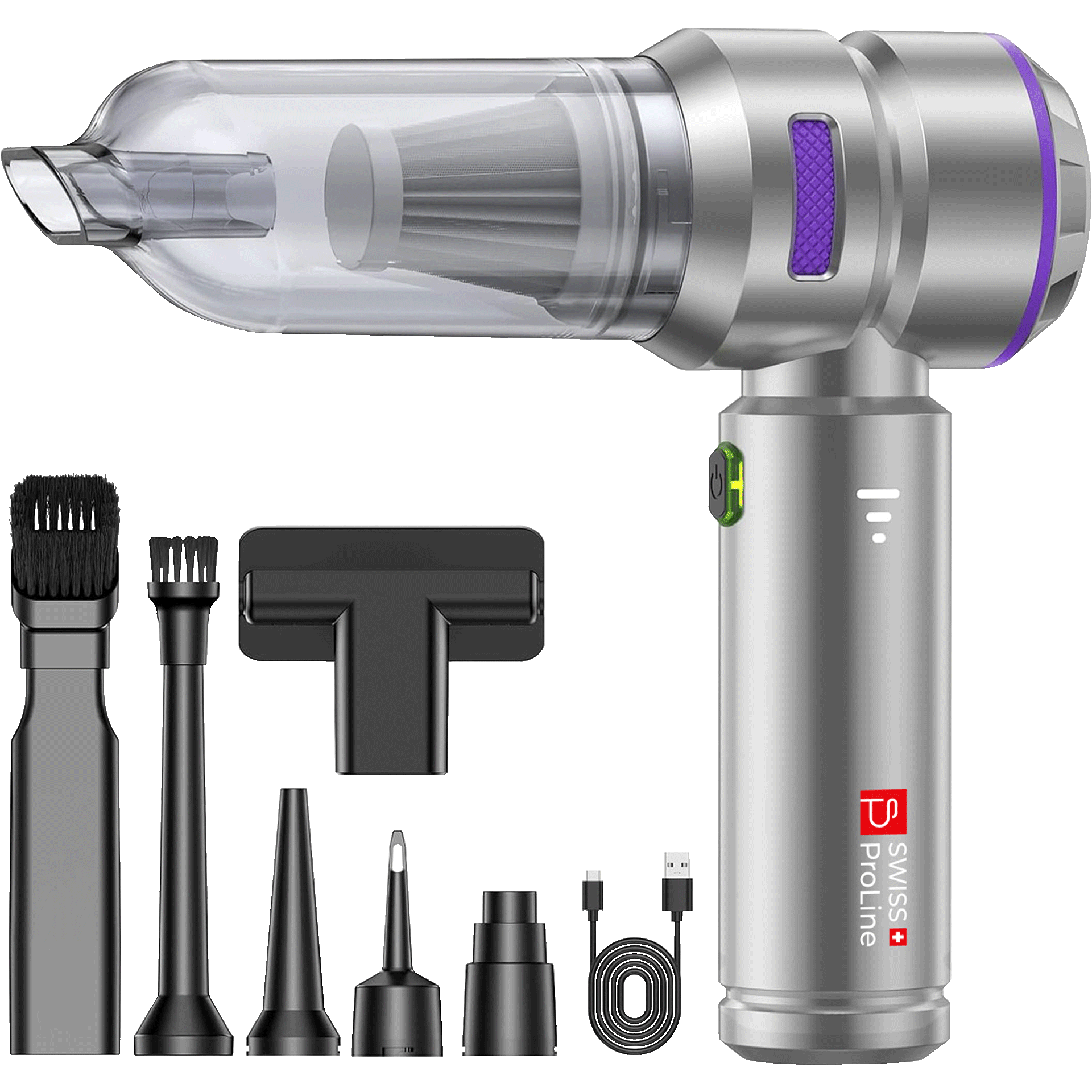 Aspirateur à main et Souffleur 2en1 sans fil avec 10 accessoires