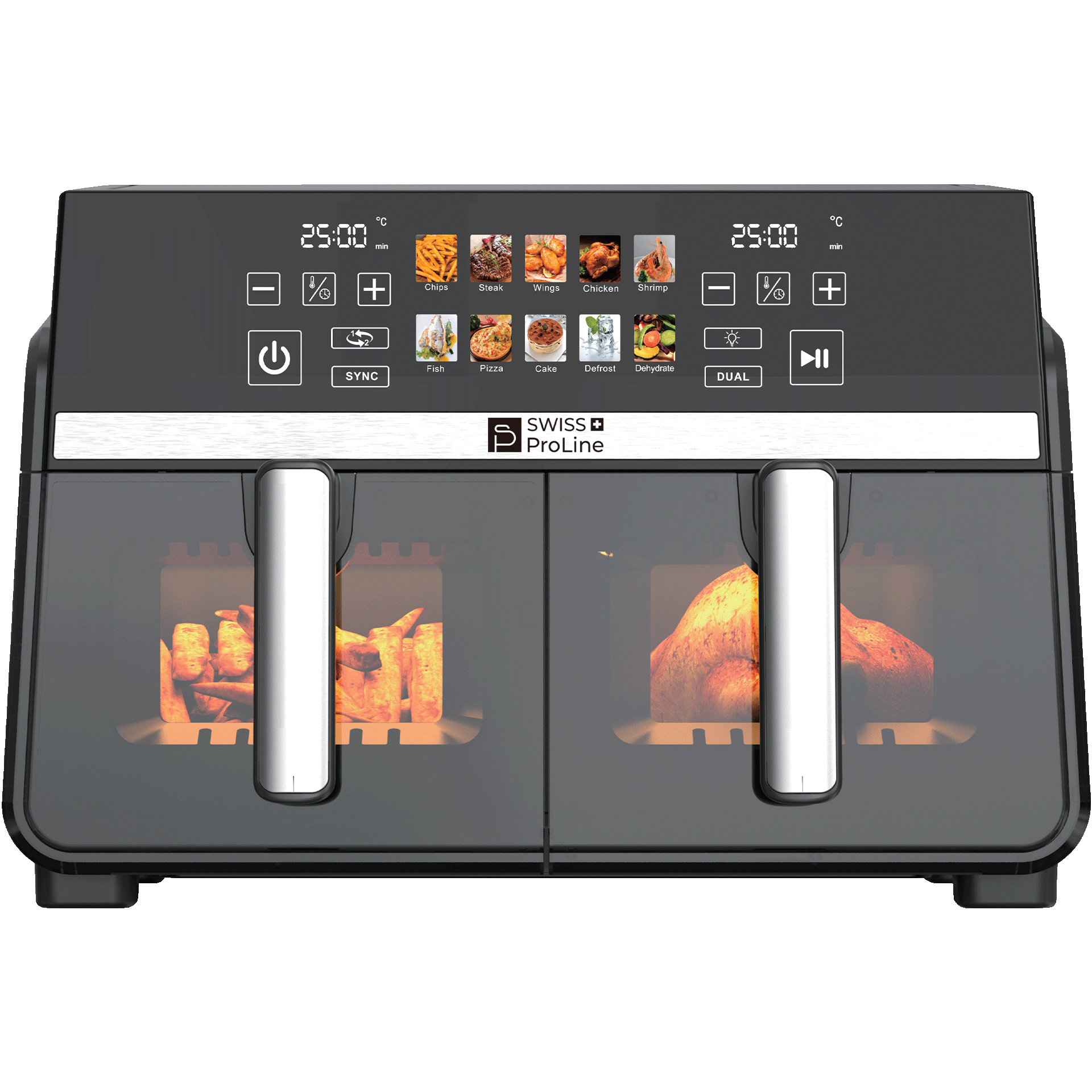 Friteuse à air chaud Air Fryer 10L (sans huile) avec double compartiments – Image 2