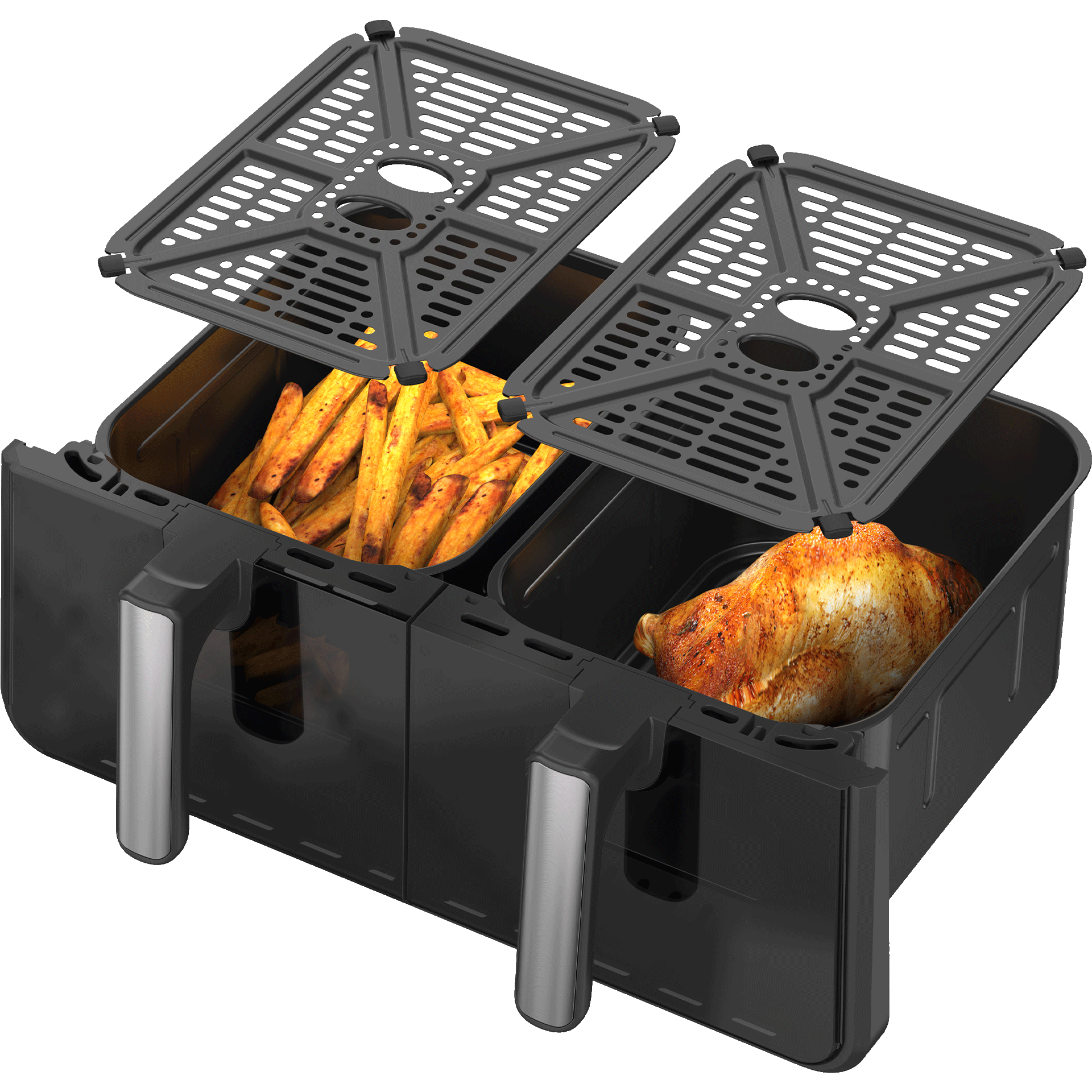 Friteuse à air chaud Air Fryer 10L (sans huile) avec double compartiments – Image 4