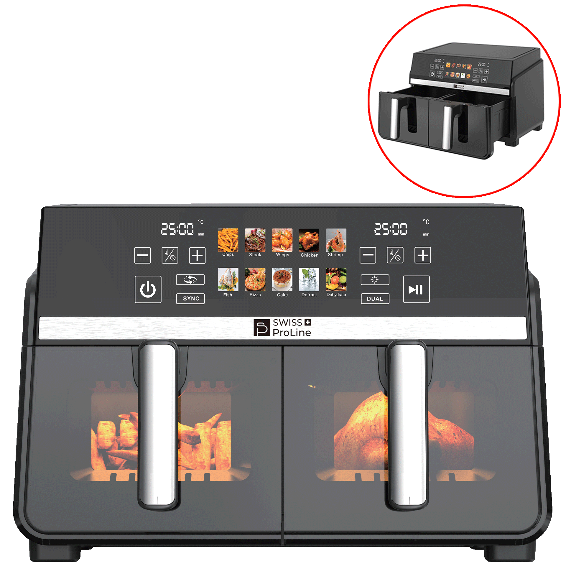 Friteuse à air chaud Air Fryer 10L (sans huile) avec double compartiments